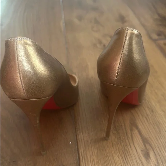 Christian Louboutin Gold Pointed Toe Heels